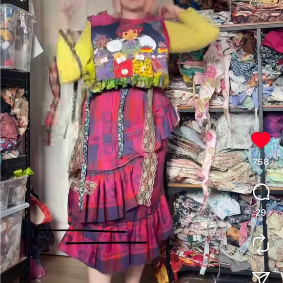 Vibrant Asymmetrical Skirt in Red and Purple - Picture 3 of 3